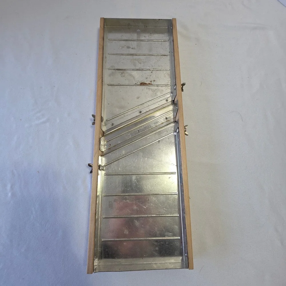 Vintage Stainless Steel Mandoline Slicer Wood Frame‎ Kitchen Decor